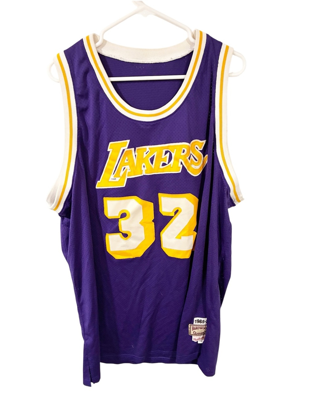 Magic Johnson LA Lakers Purple Hardwood Mitchell & Ness Authentic Jersey Size 54